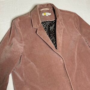 Boden Velvet Blazer Jacket Dusty Rose Pink Polka Dot Lined Women's Size 18